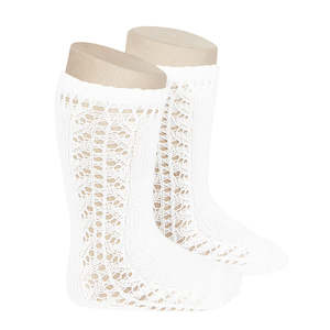 Openwork Side Knee High Socks: Side Openwork Knee High Socks White