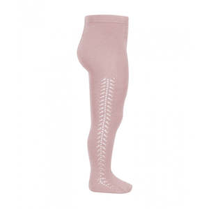 Openwork Side Warm Tights Old Rose