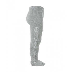Openwork Side Warm Tights Light Grey