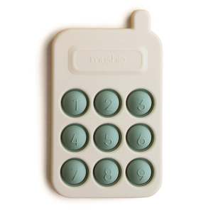 Play: Mushie Phone Press Toy Cambridge Blue