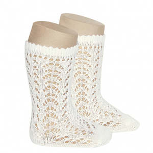 Condor Cream Long Open Lace Socks