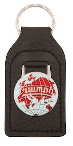 Key rings: 'Triumph Globe' Enamel Badged Leather Key Ring
