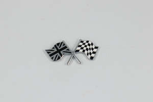 Badges: Crossed UK & Chequered Flag Badge - Self-Adhesive