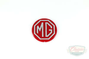 MG Badge, red/silver- plastic