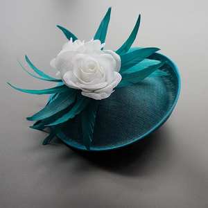 Fascinator - for Racing or wedding In Hot pink and Emerald colour - Classique Boutique