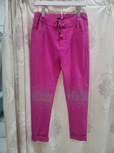 Made In Italy- Soft Stretchy Pants with Rhinestones ( size S-M, L-XL) - Classique Boutique