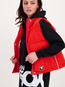 Products: Monari- Waistcoat Quilted with Patch in Red Lipstick - Classique Boutique