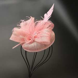 Soft Pink Bespoke Flax Fabric Fascinator for Racing or wedding - Classique Boutique