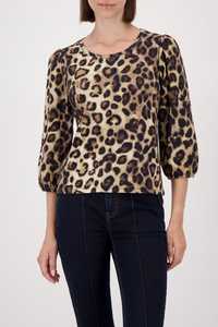 Monari-Leo Print Allover Sweater shirt-Cinnamon - Classique Boutique