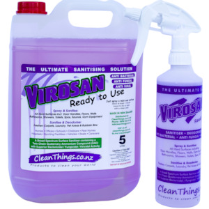 Sanitise And Deodourise And Remove Odour: Virosan Sanitiser Deodoriser Ready to Use 5 ltrs + Virosan Spray Bottle (rtu)