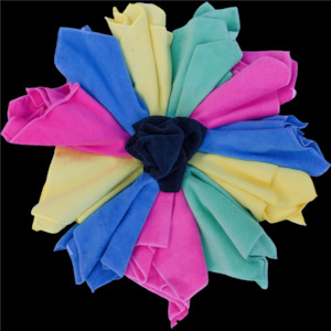 Cleaning Supplies: Microfibre Cleaning Cloths.  Various colours