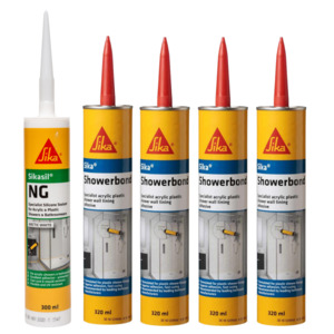 Shower Spare Parts: Showerbond Adhesive and Silicone Sealant White Pack for 3 Wall Showers