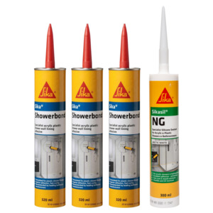 Showerbond Adhesive and Silicone Sealant White Pack for 2 Wall Showers
