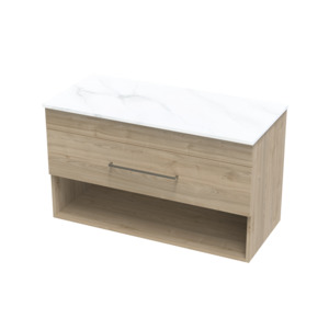 Wall Hung Vanities: Cashmere Pro Arctic 1000 Drawer Open Wall Vanity