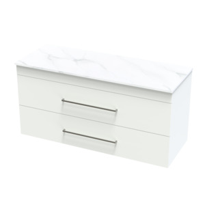 Cashmere Pro Arctic 1200 Double Bowl Double Drawer Wall Vanity