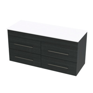 Cashmere Pro 1200 Double Bowl 4 Drawer Wall Vanity