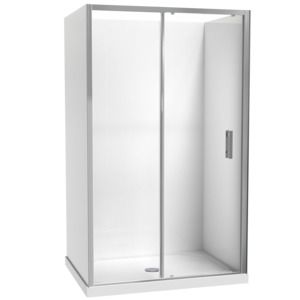Cezanne Rectangle 3 Sided Sliding Door Acrylic Flat Wall Shower