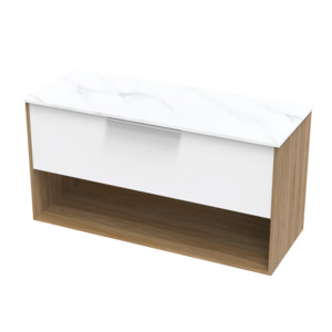 Nikau Pro Arctic 1200 Drawer Open Two Tone Wall Vanity