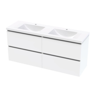 Luna Double Drawer 1500 Double Bowl Wall Hung Vanity
