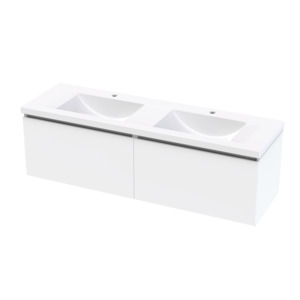 Luna Vanities Exclusive Range: Luna Single Drawers 1500 Double Bowl Wall Hung Vanity