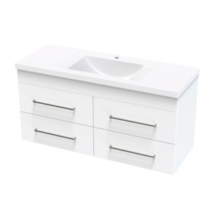 Cashmere 4 Drawer: Cashmere Norfolk 1200 4 Drawer Wall Vanity