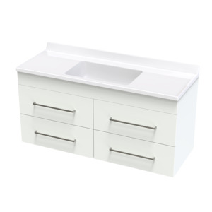 Cashmere 4 Drawer: Cashmere Statesman 1200 4 Drawer Wall Vanity