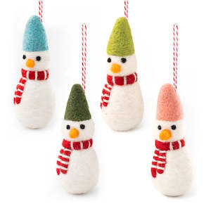 Christmas Ornament: Felted Snowmen Christmas Decoration