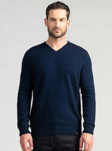 Possum And Merino Knitwear: Merinomink Classic Vee Neck Men's Sweater
