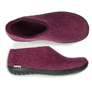 Glerups NZ Felted Wool Shoe with Black Rubber Sole - Cranberry