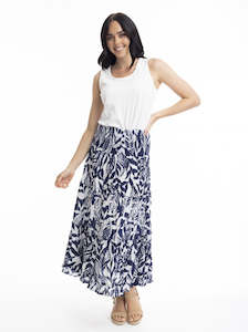 Skirts: Hayman Tiered Skirt in Navy - Last One Sz 10