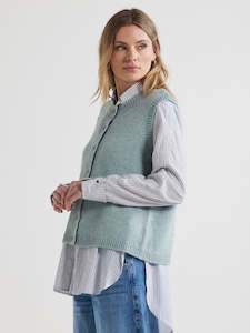 Shirts And Tops: Button Front Vest in Caper