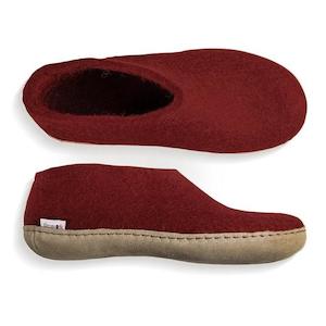 Glerups Shoe: Glerups Felted Wool Shoe with Leather Sole - Red - Last Pair Sz 35
