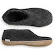 Glerups Slippers Felted Wool Shoe with Leather Sole - Charcoal