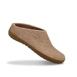 Glerups Felted NZ Wool Slip On With Honey Rubber Sole -  Sand