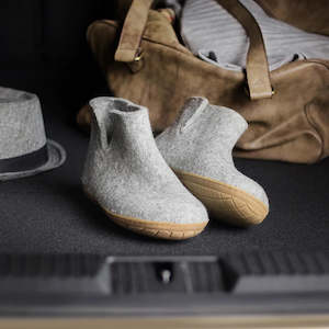 Glerups NZ Felted Wool Boot with Natural Rubber Sole - Grey