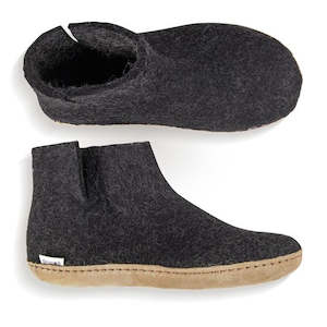 Glerups Boot: Glerups Felted Wool Boot with Leather Sole - Charcoal