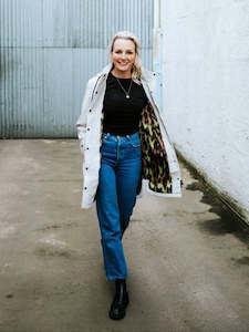 Moke: Billie Rain Coat - Ice Crystal/Big Cat Blur