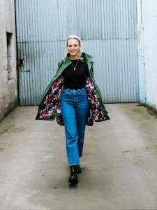 Billie Rain Coat - Cypress/Purple Fleur