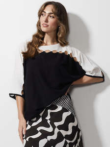 Ls And Co: Hole Detail Top in Black and White