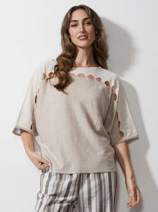 Ls And Co: Hole Detail Top in Flax