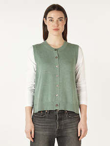 Zacket And Plover: Essential Button Vest in Moss
