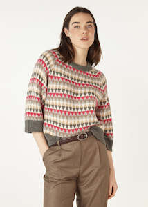 Zacket And Plover: Mohair Fairisle Jumper in Charcoal