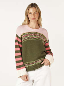 Zacket And Plover: Fairisle Jumper in Olive