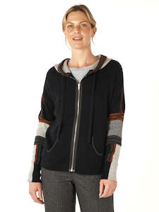 Zacket And Plover: Multi Media Hoodie in Black