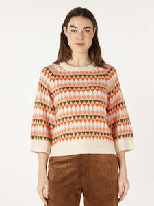Mohair Fairisle Jumper in Taupe