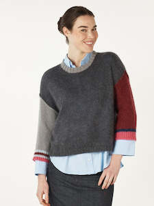 Mohair Colour Block in Charcoal