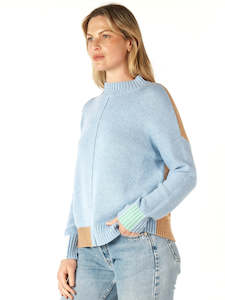 Colour Block Jumper in Mist