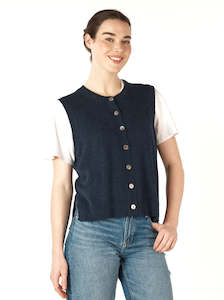 Essential Button Vest in Denim