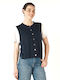 Essential Button Vest in Denim