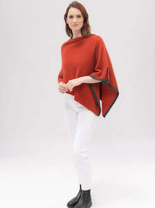 Two Tone Poncho in Tamarillo by Merinomink